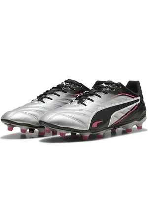 PUMA Mixte King Pro FG/AG Chaussure de Football, Silver Black-Sun Struck White, 47 EU