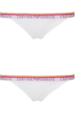 Emporio Armani 2-Pack T-Thong Strings, White/White, S Femme
