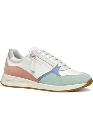 Geox Femme D BULMYA B Basket, White/Mint, 38 EU