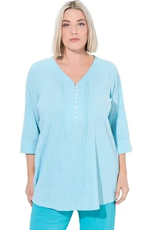Ulla Popken Bubble-Tunika, Herzausschnitt, Biesen, 3/4-arm Tunique, , 58-60 Grande Taille Femmes