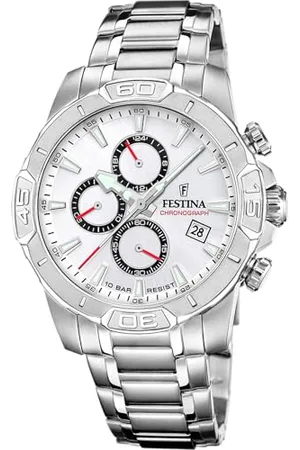 Festina Montre pour Homme F20704/1 Timeless Chronograph Boîtier en Acier Inoxydable Gris Bracelet en Acier Inoxydable Gris