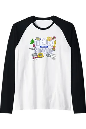 The Office Dunder Mifflin Icônes et Logo Manche Raglan