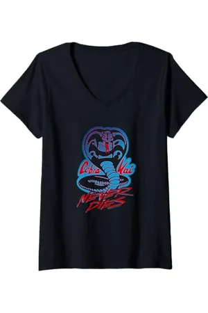 Cobra Kai Femme Logo de cobra ne meurt jamais T-Shirt avec Col en V