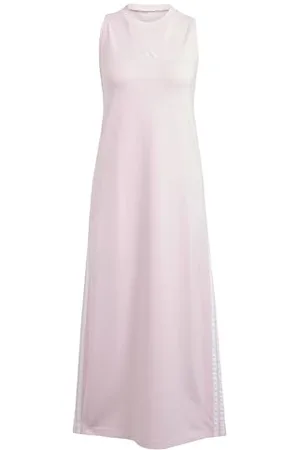 adidas Femme Essentials 3-Stripes Long Racerback Dress, Clear Pink/White, XL