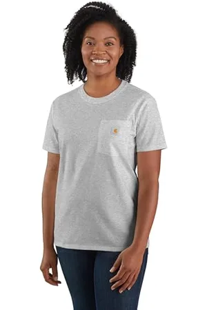Carhartt Pocket Short-Sleeve T-Shirt, Heather Grey, X-Small Femme