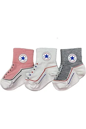 Converse Converse Infant Toddler Socks 3 Pack (Pink(NC0172-AB5)/White/Grey, 12-24 Months)
