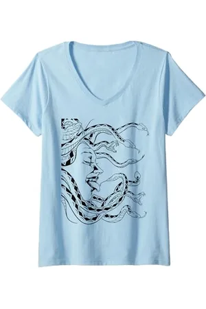 Méduse Femme embrassant les serpents T-Shirt avec Col en V