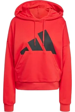 adidas Femme Essentials BIG Logo French Terry Loose Hoodie, Pure Ruby/Black, L