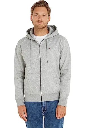 Tommy Hilfiger Sweat À Capuche Homme Fermeture Éclair TJM Regular Zip, Gris (Light Grey Heather), XXS