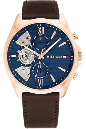 Tommy Hilfiger Montre Analogique Multifunction à Quartz pour Homme avec Bracelet milanais en Acier Inoxydable et en Piel