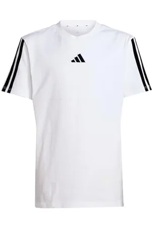 adidas Mixte Enfant Essentials 3 Stripes T-Shirt, White/Black, 9-10 Years