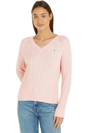 Tommy Hilfiger CO Cable V-NK Sweater WW0WW40674 Pulls, , XXL Femme