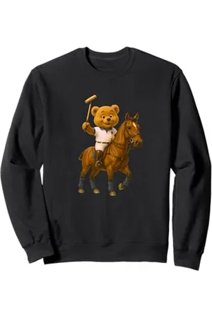 BAHAA Cool Teddy Bear Playing Horse Polo Game Illustration Graphic Sweatshirt