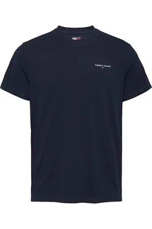 Tommy Hilfiger T-Shirt Manches Courtes Homme Slim Linear Chest Tee avec Col Ras-du-Cou, Bleu (Dark Night Navy), 6XL