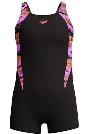 Speedo Hyperboom Splice Legsuit | Chlorine Resistant | Quick Drying | Stretch Fabric | Comfort Fit | 1 Piece Maillot de Bain pour Fille, Coral Sands, 11 années-12 années