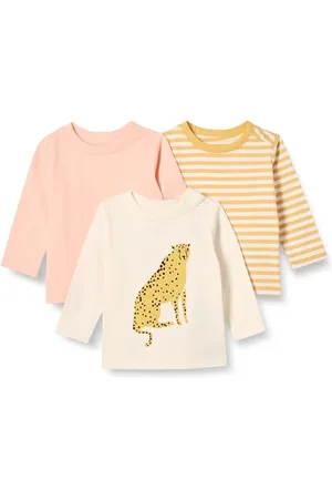 Amazon T-shirts Manches Longues 100 % Coton Coupe Décontractée Mixte Bébé, Lot de 3, , 0 mois