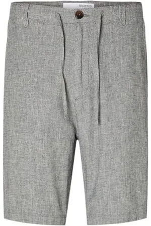 SELETED Slhregular-Brody Linen Short Noos Pantalon en Lin, Sky Captain/Détails : mélange de W. Oatmeal