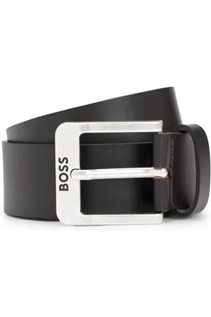 HUGO BOSS Hommes Jemio Sz40 Ceinture en cuir de buffle avec boucle logo et garniture argentée
