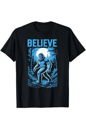 Sasquatch Garage Believe Funny Bigfoot Night Walk Sasquatch Cryptid Lover T-Shirt