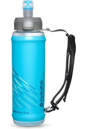 Hydrapak SkyFlask 350mL ( Malibu) - Flasque souple pliable pour la course à pied - (500 mL) - dragonne réglable, bouchon anti-éclaboussures