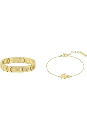Lacoste Bracelet à Maillons pour Homme Collection METROPOLE Embelli avec motif petit piqué - 2040120 & Bracelet en Chaîne pour Femme Collection CROCODILE - 2040047