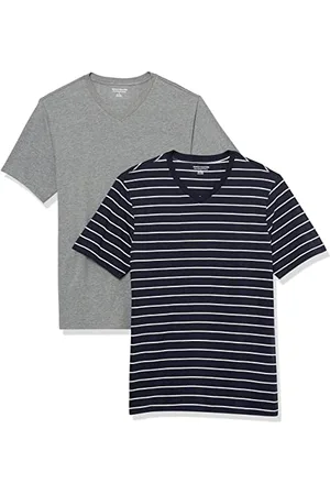 Amazon T-shirt slim à manches courtes et col en V Homme, Lot de 2, , S