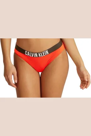 Calvin Klein Bas de Bikini Femme avec Ceinture Emblématique, Rouge (Flaming Chili), XS