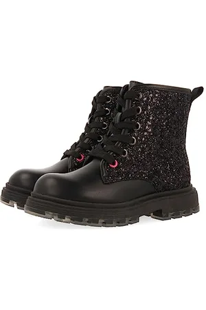 Gioseppo Bottines Noires à Lacets et Paillettes Fille et garçon nisland