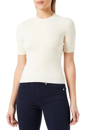 HUGO BOSS Sriangler Pull tricoté, Beige Clair 272, M Femme