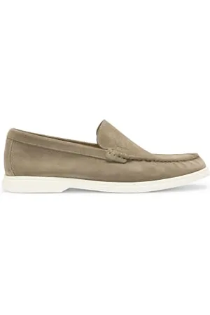 HUGO BOSS Hommes Sienne Loaf Mocassins en Cuir suédé avec Semelle extérieure Contrastante