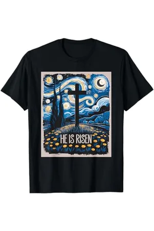 Threadrock Nuit étoilée Jésus Art Spirituel Chrétien Foi Pâques T-Shirt