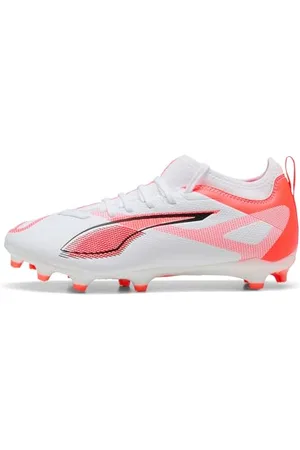 PUMA Ultra 5 Match FG/AG JR Chaussure de Football, White Black-Glowing Red, 32 EU