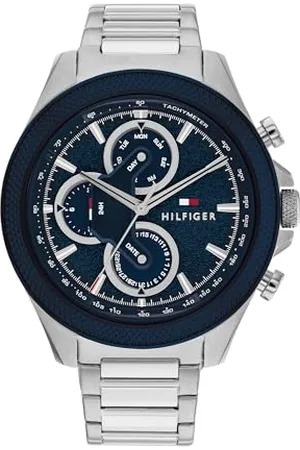 Tommy Hilfiger Montre Analogique Multifunction à Quartz pour Homme avec Bracelet en Acier Inoxydable Argenté - 1792080