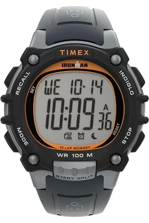 Timex Ironman Essential Montre pour Homme 44 mm - Bracelet en polyuréthane Gris, Cadran numérique, boîtier Gris, TW5M64500