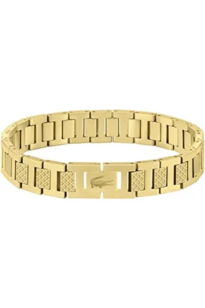 Lacoste Bracelet à Maillons pour Homme Collection METROPOLE en Or Jaune Embelli avec Motif Petit Piqué - 2040120