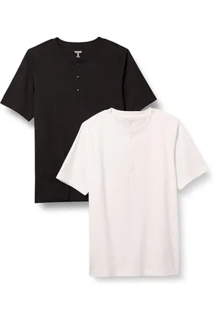 Amazon Henley en Coton Coupe Classique à Manches Courtes Homme, Lot de 2, , M
