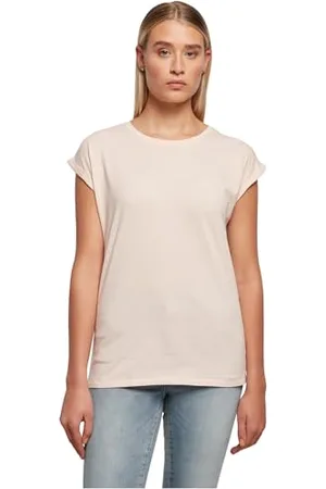 Build Your Brand Ladies Extended Shoulder Tee T-Shirt, bonbon, L Femmes