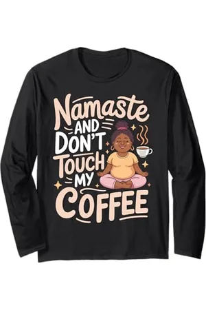 ARTIPALATI Maman Yoga Café Drôle Namaste Slogan Design Fête des Mères Manche Longue