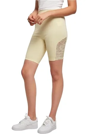 Urban classics Ladies High Waist Lace Inset Cycle Shorts Yoga, , XL Femme
