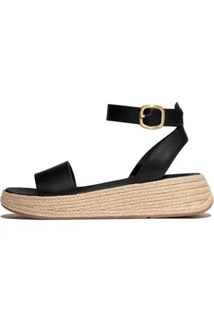 FitFlop Femme F-Mode Espadrille Leather Flatform a/Strap Sandals, , 42 EU