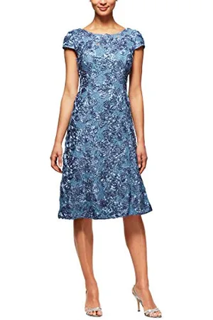 Alex Evenings Robe Longueur thé avec détail Rosace régulière Occasion spéciale, , 40 Femme