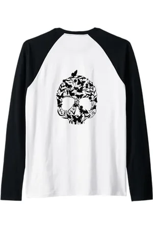 Tshirt Shirt T-Shirt Pullover Hoodie Sweater Style #snirt Tête de mort en fleurs Papillon Crâne Squelette Manche Raglan
