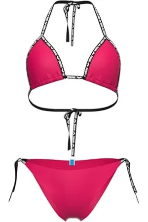 Arena Solid Bikini Triangulaire Femme, Maillot de Bain pour la Plage et la Piscine en Tissu Élastique Recyclé à Séchage Rapide avec Bonnets Amovibles, Haut et Bas à Lacets