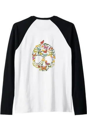 Tshirt Shirt T-Shirt Pullover Hoodie Sweater Style #snirt Tête de mort en fleurs Papillon Crâne Squelette Manche Raglan