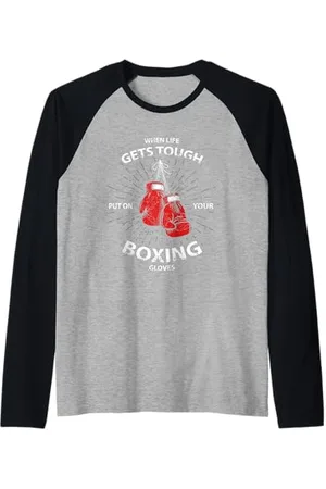 BAHAA Cool Boxing Fight Game Quotes Style Illustration Graphic Manche Raglan