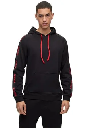 HUGO BOSS Hommes Sporty Logo Hoodie Sweat à Capuche Relaxed Fit en Coton Biologique avec Bandes Logo