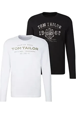 TOM TAILOR Hommes Lot de 2 t-shirts à manches longues 1034857, 29999 - Black, S