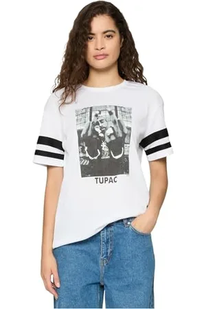 Merchcode Mister Tee Femme Ladies 2pac Stripes Tee White M T Shirt, , M EU