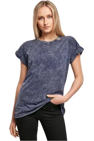 Build Your Brand Ladies Acid Washed Extended Shoulder Tee T-Shirt Femme, , M