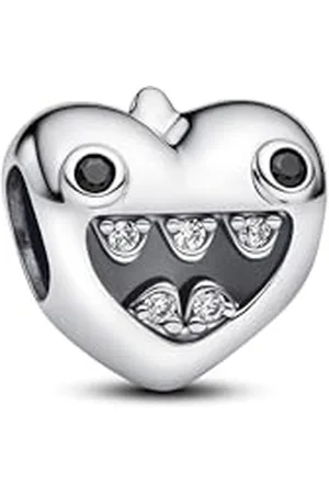 PANDORA Moments Mamas 793768C01 Breloque en forme de petit monstre en argent sterling avec zircone compatible avec les bracelets Moments, 8,9x10,2x10,9 mm, Argent sterling, Zircone cubique